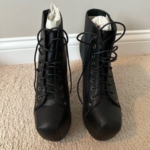 Jeffery Campbell Lita Platform Leather Boots - Black size 9